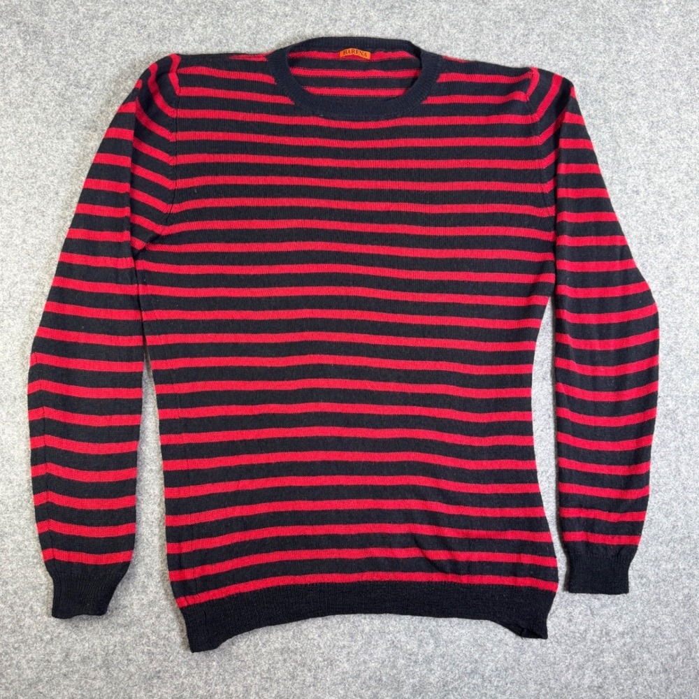 Barena Venezia Mens Red Navy Striped Extra Fine Merino Wool Sweater MAU1498 M